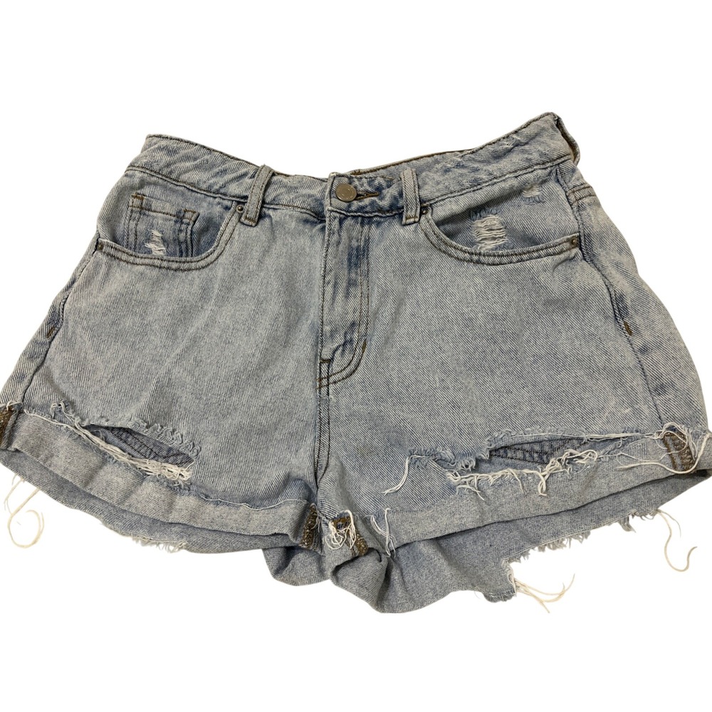 Pacsun Women's Size 25 Mom Short Faded Denim Shorts Frayed Fashion 5 Pockets